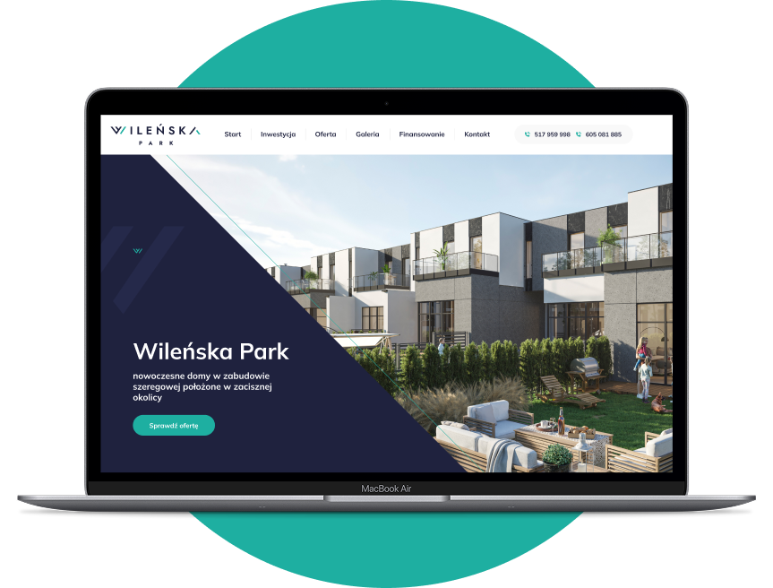 Przykład strony internetowej dla dewelopera Wileńska Park